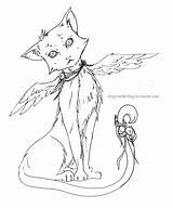 Cat Winged Coloring Wings Pages Lineart Drawing Deviantart Color Getcolorings Getdrawings Chat Group sketch template