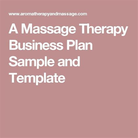 a massage therapy business plan sample and template massage therapy