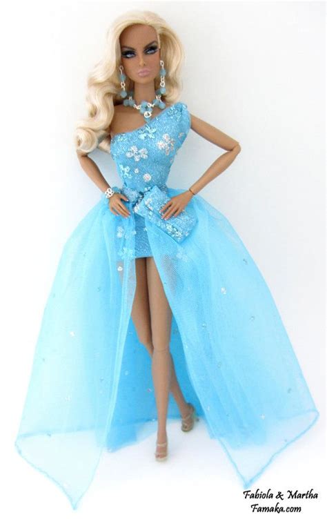 Fashion Royalty And Silkstone Barbie Aqua Hi Lo Tulle Cocktail Dress