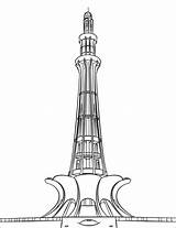 Pakistan Minar Pakistani Colorare Disegno Poster sketch template