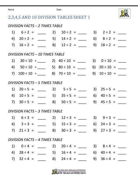 division  multiplication facts worksheets  worksheets