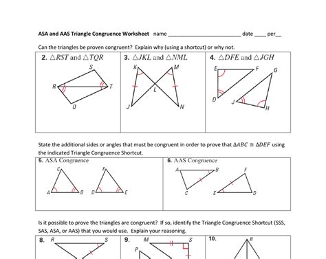 Triangle Congruence Sss And Sas Worksheet
