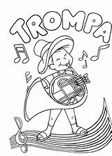 Colorear Trompa Instrumentos Musicales sketch template