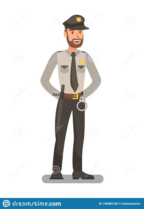 police officer in uniform flat vector illustration stock
