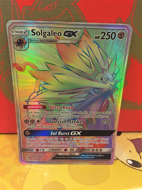 Solgaleo Gx Rainbow Secret Rare Pokemon Card In Gl54