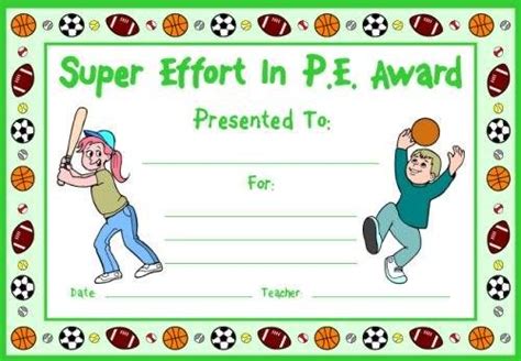 pe award certificates education certificate teacher awards physical