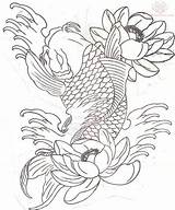 Koi Fish Tattoo Sleeve Half Drawing Coloring Line Pages Japanese Designs Tattoos Lucky Cat Sample Drawn Carp Drawings Step Linework sketch template