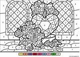 Coloring Number Color Heart Pages Printable Roses Print Book sketch template