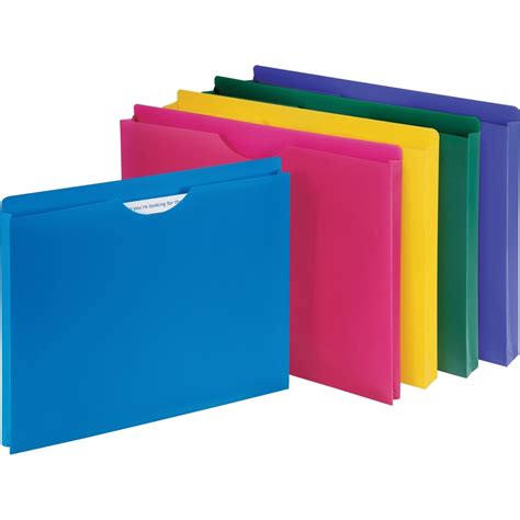 business source poly file jacket letter size assorted colors