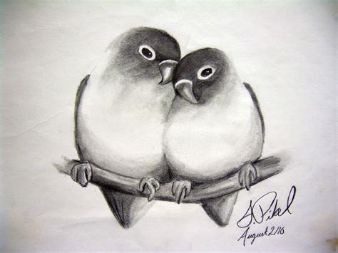 Love Birds Pencil Drawings Of Love Bird Sketch Love Birds Drawing