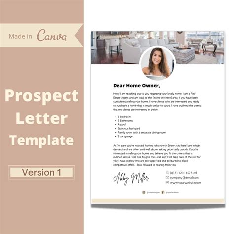 real estate prospect letter canva template real estate agent etsy uk
