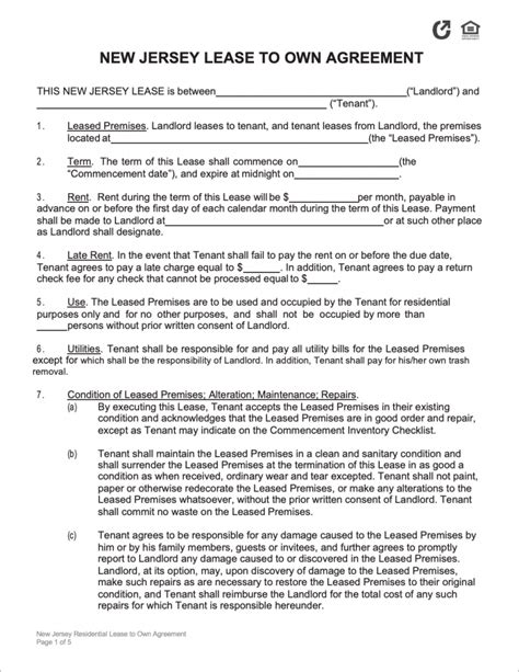 jersey rental lease agreement templates  word