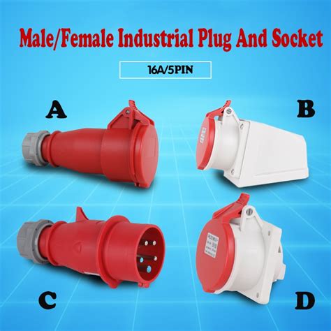 malefemale industrial plug socket  amp  pin  phase weatherproof plug connector couplers