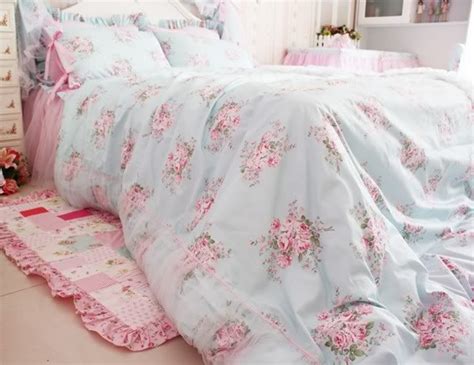 Princess Blue Floral Rose Bedding Duvet Comforter Cover