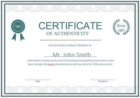 certificate  authenticity autograph template