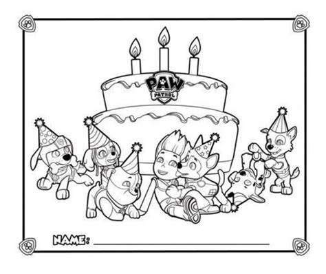 happy birthday  paw patrol coloring page printable letscolorit