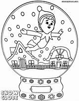 Snow Coloring Globe Pages Snowglobe Print sketch template