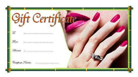 nail salon gift certificate template  printable earth base
