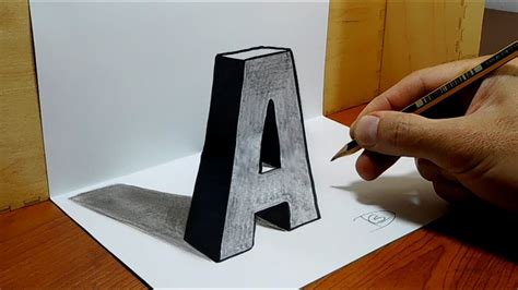 trick art  paper letter   graphite pencil doovi
