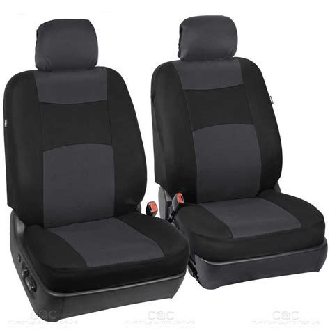 Oem Car Seat Covers Gray Black Polyester Cloth Front And Rear Split Bench