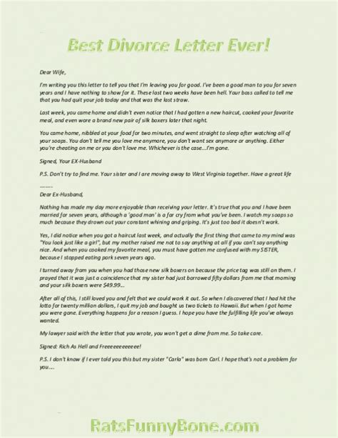 best divorce letter ever divorce support divorce supportive