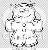 Zombie Gingerbread Mascot Drunk Outlined Coloring Clipart Cartoon Vector Thoman Cory sketch template