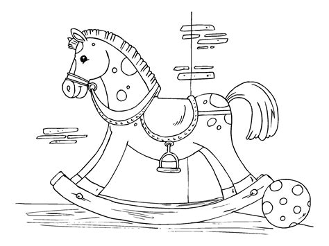 coloring page rocking horse