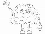 Brain Cartoon Coloring Kids Pages Waving sketch template