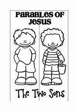 Sons Two Jesus Parables Parable Bible Coloring Kids Son Crafts Matthew Adepts Au Sunday School Pages Visiting Thanks Choose Board sketch template