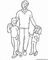 Coloring Pages Dad Drawing Kids Father Daughter Fathers Daddy Son Clipart Child Dads Color Happy Print Children Printable Birthday His sketch template