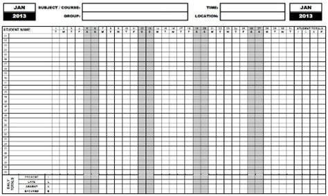 printable attendance sheet