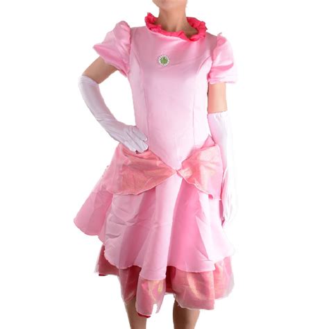 Deluxe Adult Princess Peach Costume Women Super Mario Brothers Party