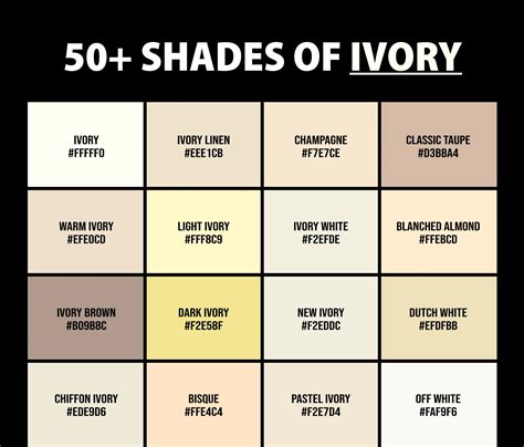shades  ivory color names hex rgb cmyk codes creativebooster