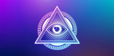 neon illuminati eye of providence symbol neon colored concept stock
