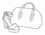 Handbag Shoe Coloring Coloringcrew sketch template