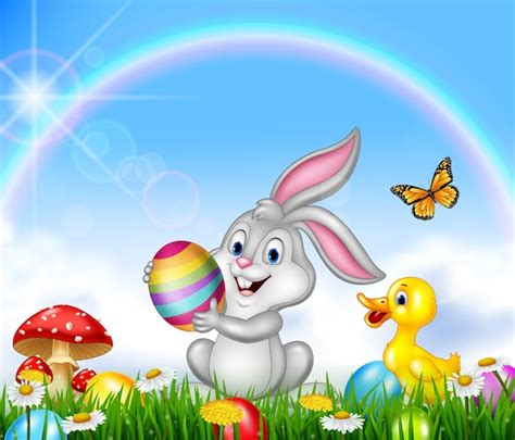 premium vector happy  bunny holding easter egg