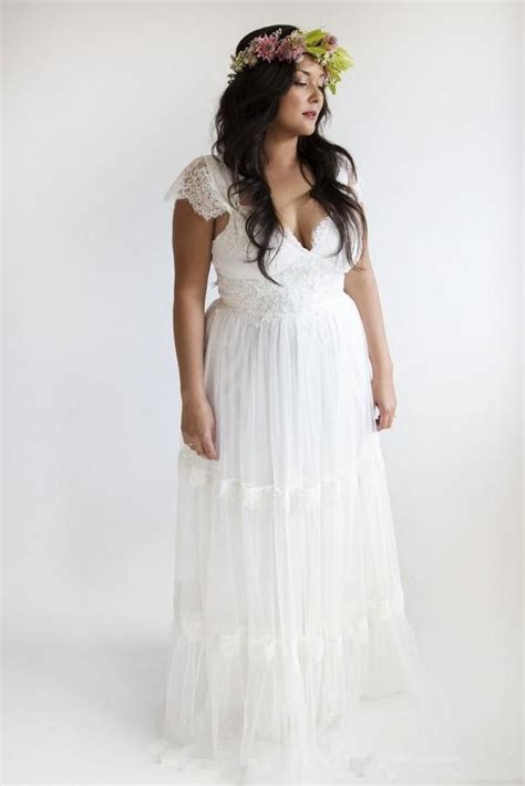 bohemian wedding dresses  size   bridal gowns vintage lace full length  wedding
