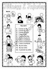 Injuries Illnesses Vocabulary Sickness Eslprintables sketch template