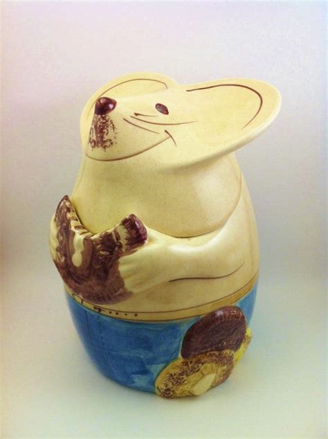 mouse cookie jar los angeles pottery   gustin vintage etsy