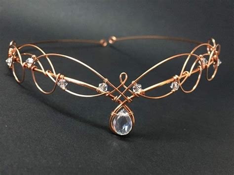 Elven Tiara Circlet In Rose Gold With Crystals And Clear Quartz Amazon