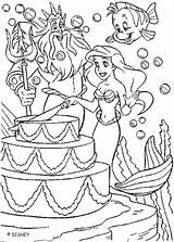 Birthday Coloring Disney Princess Pages Happy Ariel Cake sketch template