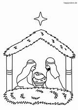 Krippe Weihnachten Ausmalbilder Nativity Jesus Manger Stern Creche Printable sketch template