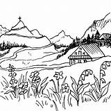 Montagne Campagne Coloriages Colorear Paisajes Ete Hiver Mountain Naturaleza Adulte sketch template