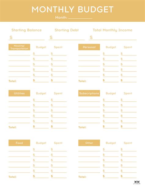 monthly budget planners   printables printabulls