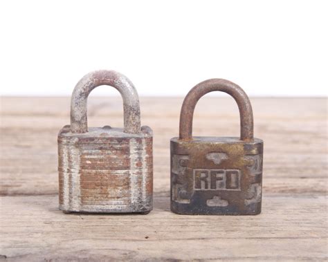 vintage locks rusted antique locks  metal lock small safe lock rfd slaymaker