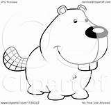 Beaver Cartoon Smiling Clipart Outlined Coloring Vector Thoman Cory Royalty sketch template
