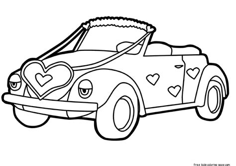cute car hearts valentines day coloring pages  printable