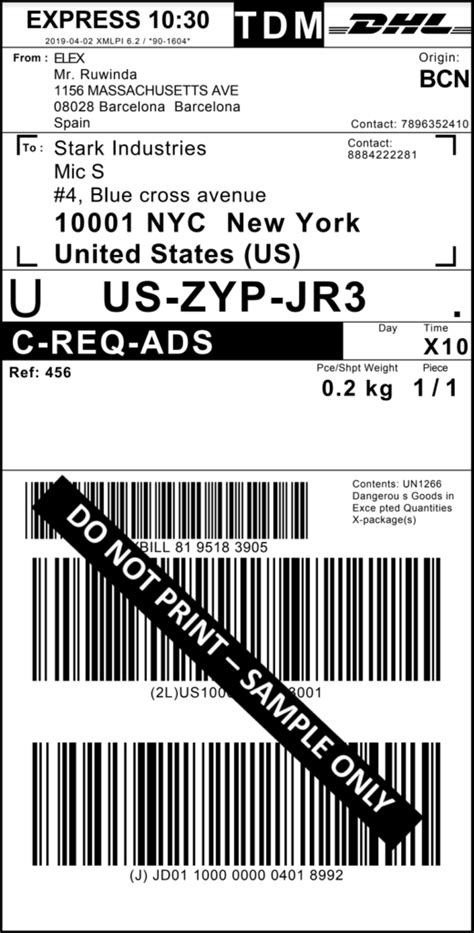 create dhl shipping label labels