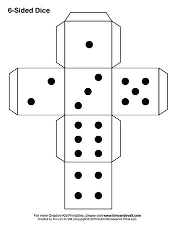 sided dice  shown  black  white   dots   side