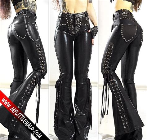 super high waisted black flared pants with lace up sidesmade with black